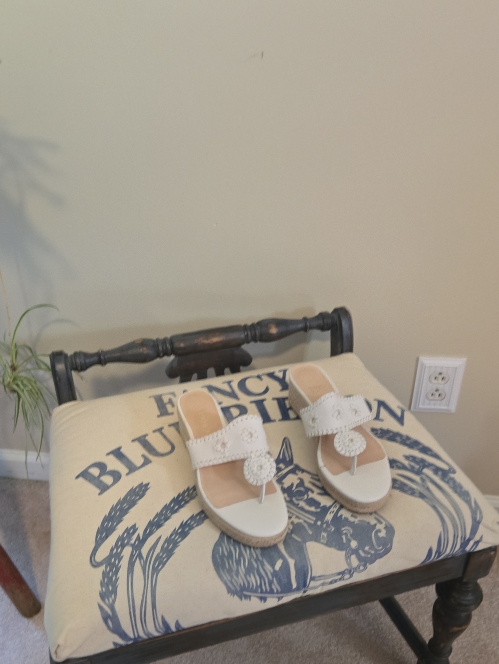 Jack Rogers White Leather Slide Sandals